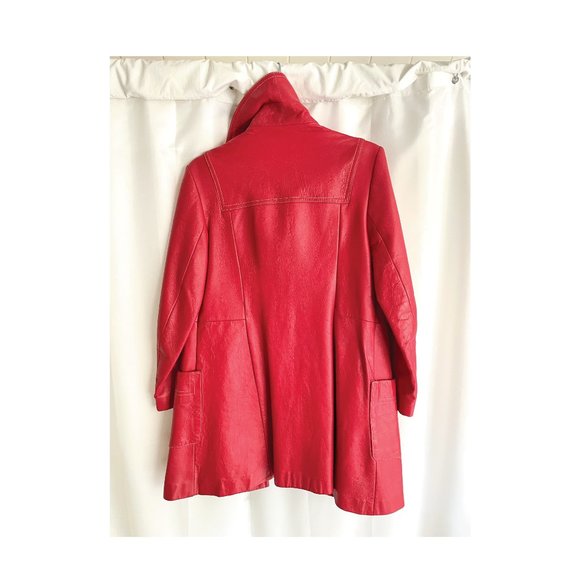 Custom Tailored Red Leather Overcoat - Picture 2 of 2